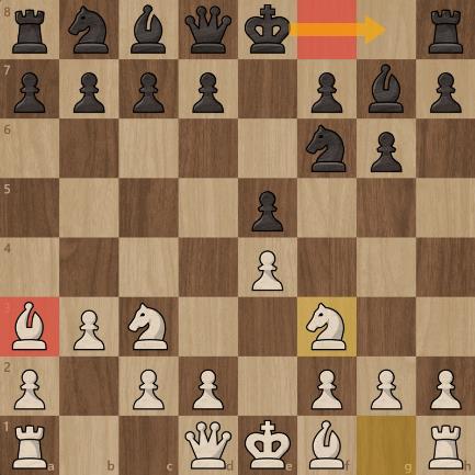 Castling is not legal through an attacked square. Restore the king and rook.