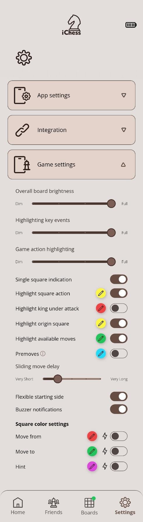 The three brightness controls in Game Settings.