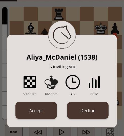 Review the opponent and game settings before accepting a challenge.