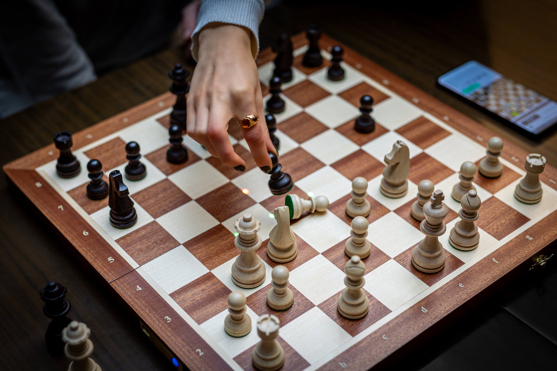 Real wooden chess with true over-the-board feel