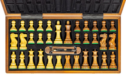 Classic Natural pieces stored inside the board case