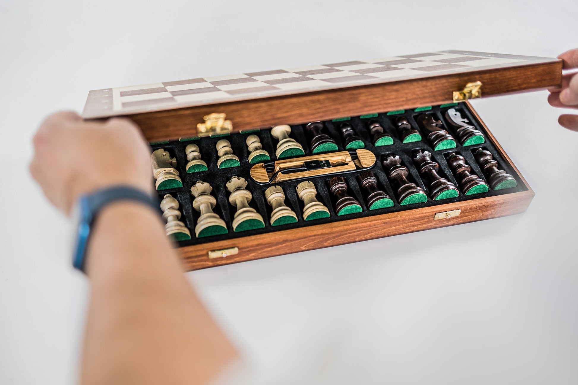 Timeless pieces stored inside the board case